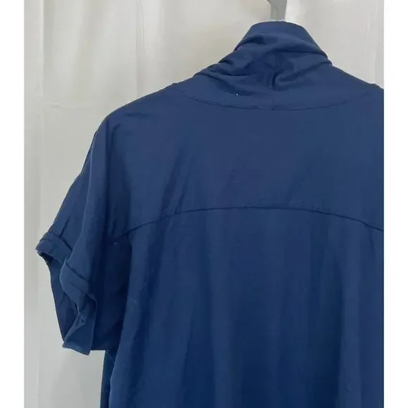 NWOT TALBOTS Open Front Cardigan Topper Short Sleeve Pima Cotton Stretch Blue XL - Picture 7 of 10